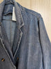 HIGH STREET 2023 Denim Blazer Jacket Women's Slim Double Breasted Denim Blazer with Belt Outer Coat Notched XC865