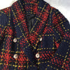 HIGH STREET Runway 2023 Designer Blazer Women's Lion Metal Buttons Plaid Colors Tweed Wool Blazer Jacket Size S-XXL