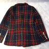 HIGH STREET Runway 2023 Designer Blazer Women's Lion Metal Buttons Plaid Colors Tweed Wool Blazer Jacket Size S-XXL