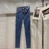 HIGH STREET 2022 Designer Lion Button Pocket Edge High Waist Pencil Jeans Pants