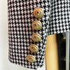 2022 Designer Jacket Women's Lion Buttons Double Breasted Tweed Houndstooth Blazer