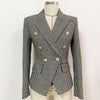 2022 Designer Jacket Women's Lion Buttons Double Breasted Tweed Houndstooth Blazer