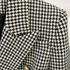 2022 Designer Jacket Women's Lion Buttons Double Breasted Tweed Houndstooth Blazer