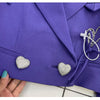 HIGH STREET Newest 2022 Designer Runway Suit Set Women's Love Heart Beaded Short Blazer Skirt Suit
