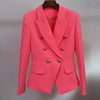 HIGH STREET 2023 Classic Designer Blazer Women's Metal Lion Button Double Breasted Blazer Jacket Fluorescent Orange Pink