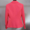 HIGH STREET 2023 Classic Designer Blazer Women's Metal Lion Button Double Breasted Blazer Jacket Fluorescent Orange Pink