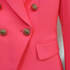 HIGH STREET 2023 Classic Designer Blazer Women's Metal Lion Button Double Breasted Blazer Jacket Fluorescent Orange Pink