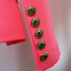 HIGH STREET 2023 Classic Designer Blazer Women's Metal Lion Button Double Breasted Blazer Jacket Fluorescent Orange Pink