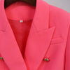 HIGH STREET 2023 Classic Designer Blazer Women's Metal Lion Button Double Breasted Blazer Jacket Fluorescent Orange Pink
