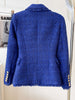 HIGH STREET 2023 Designer Jacket Women's Classic Slim Fitting Double Breasted Lion Buttons Fringed Tweed Blazer