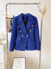 HIGH STREET 2023 Designer Jacket Women's Classic Slim Fitting Double Breasted Lion Buttons Fringed Tweed Blazer