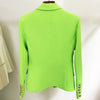 HIGH STREET 2023 Designer Jacket Women's Classic Lion Buttons Double Breasted Slim Fitting Blazer Neon Green