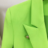 HIGH STREET 2023 Designer Jacket Women's Classic Lion Buttons Double Breasted Slim Fitting Blazer Neon Green