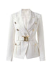 HIGH STREET 2023 Designer Jacket Women's Double Breasted Pocket Belted Blazer