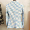 HIGH STREET 2023 Designer Jacket Women's Slim Fit Lion Buttons Double Breasted Tweed Plaid Blazer