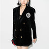 HIGH STREET 2023 Designer Jacket Women's Badge Beaded Double Breasted velvet Long Blazer
