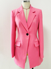HIGH STREET 2023 Stylish Designer Jacket Women's Pink Single Button Hourglass Long Blazer