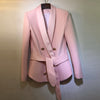 HIGH STREET 2023 Designer Blazer Women's Shawl Collar Double Breasted Metal Buttons Belt Blazer Jacket