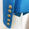 HIGH STREET 2023 Designer Jacket Star Style Women's Classic Lion Buttons Double Breasted Slim Fit Pique Blazer