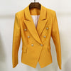 HIGH STREET 2023 Designer Jacket Star Style Women's Classic Lion Buttons Double Breasted Slim Fit Pique Blazer