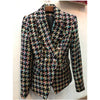 HIGH STREET Newest Runway 2022 Designer Blazer Women's Lion Metal Buttons Houndstooth Short Jacket Blazer Coat