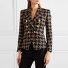 HIGH STREET Newest Runway 2022 Designer Blazer Women's Lion Metal Buttons Houndstooth Short Jacket Blazer Coat