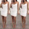 Newest Women Bandage Sleeveless Sexy Bodycon Casual Night Party Fur Club Mini Pencil Dress 2022