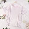 HISUMA Elegant Women Summer Short Sleeve O-neck Bling Basic Shirt Casual Loose Size Elastic Slim High Waist Pullover Blouse Tops