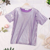 HISUMA Elegant Women Summer Short Sleeve O-neck Bling Basic Shirt Casual Loose Size Elastic Slim High Waist Pullover Blouse Tops