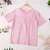 HISUMA Elegant Women Summer Short Sleeve O-neck Bling Basic Shirt Casual Loose Size Elastic Slim High Waist Pullover Blouse Tops