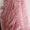Pink Three-layer Pleated Chiffon Beautiful Lace Ribbon Fabric DIY Handmade Wedding Dress Skirt Clothes Hat Making Doll Trim