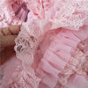 Pink Three-layer Pleated Chiffon Beautiful Lace Ribbon Fabric DIY Handmade Wedding Dress Skirt Clothes Hat Making Doll Trim