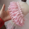 Pink Three-layer Pleated Chiffon Beautiful Lace Ribbon Fabric DIY Handmade Wedding Dress Skirt Clothes Hat Making Doll Trim