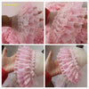 Pink Three-layer Pleated Chiffon Beautiful Lace Ribbon Fabric DIY Handmade Wedding Dress Skirt Clothes Hat Making Doll Trim