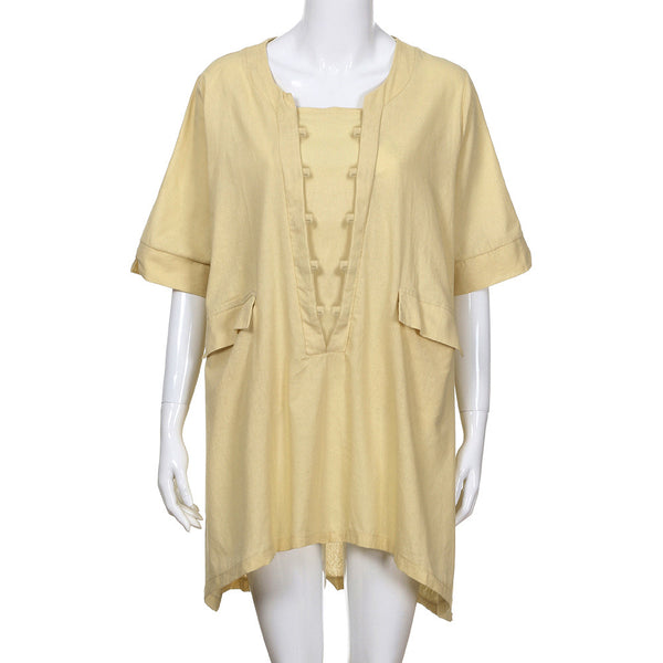 HOT Plus Size 6XL Summer Casual White Women Blouse Shirt 2022 Female Shirt Loose Short Sleeve Lady Long Shirts