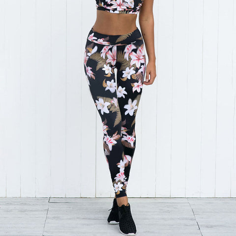 HOT Slim Women Floral Leggings Fashion Fitness Leggings Stretch Woman High Waist Long Trousers Ladies Skinny Leggings
