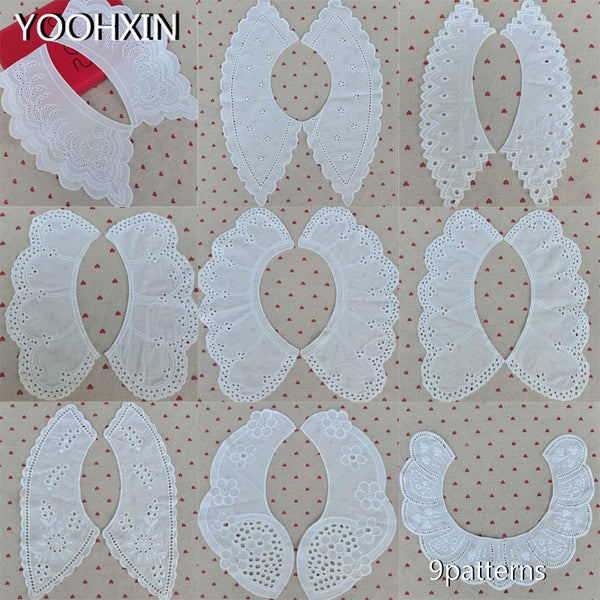 white cotton Embroidery Lace Fabric DIY applique collar trim ribbon neckline craft Sewing guipure wedding dress cloth decor