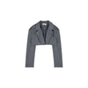 HOUZHOU Blazer Sets Two Piece Sets Womens Outifits Sexy Gray Cropped Blazer Low Waist Micro Mini Skirt Sets High Street Autumn