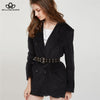 HStar  2023 autumn women corduroy blazer thick Retro Double Breasted Blazer office Coats Suits Women Outerwear
