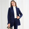 HStar  2023 autumn women corduroy blazer thick Retro Double Breasted Blazer office Coats Suits Women Outerwear