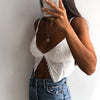 InstaHot Single Button Ruched Camis Sexy Splice White Summer Camisole Ladies Casual 2022 Fashion Cropped Top Lace Women Camis