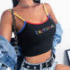 2022 Summer Women Crop Top Cropped Ladies Spaghetti Strap Elastic Camisole Sexy EMOTIONAL Letter Embroidery Tank Tops