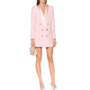 Long Blazer Dress 2022 New Pink Coat Classic Double Breasted Bottons Buckle Satin Shawl Collar Women Blazer Suit