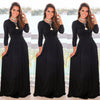 2023  Autumn Women Dress Long Sleeve O-Neck Black Floor-length Maxi Dresses