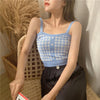 HELIAR Plaid Buttons Spaghetti Camis Club Sexy Knitting Camisoles Female Tank Tops Ladies Sleeveless Solid Simple Tops Women