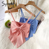 Syiwidii Knitted Bow Camis Women Casual Sexy Crop Tops Screw Thread Solid White Tank Tops Summer 2022 Fashion New Short Clothing