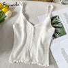 Syiwidii Knitted Button Up Camis Women V-Neck Screw Thread Edible Tree Fungus Casual Tank Tops Summer 2022 Fashion New Clothing