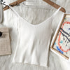 Syiwidii Knitted Camis Women V-Neck Screw Thread Tops Casual Sexy Solid White Tank Tops Summer 2022 Fashion New Short Clothing