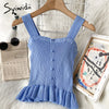 Syiwidii Button Camis Women Screw Thread Casual Folds Tops Short Knitted Solid White Tank Tops Summer 2022 Fashion New Clothing