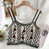 Syiwidii Vintage Embroidery Floral Camis Women Casual Short Knitted Sexy Crop Tops Black Tank Tops Summer 2022 Fashion Clothing